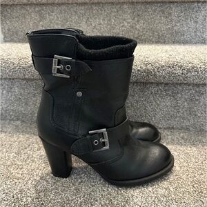 Guess Black Heeled Leather Boots